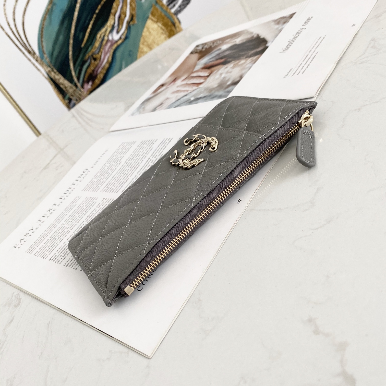 Replica Chanel 81030 Phone Wallet Gray