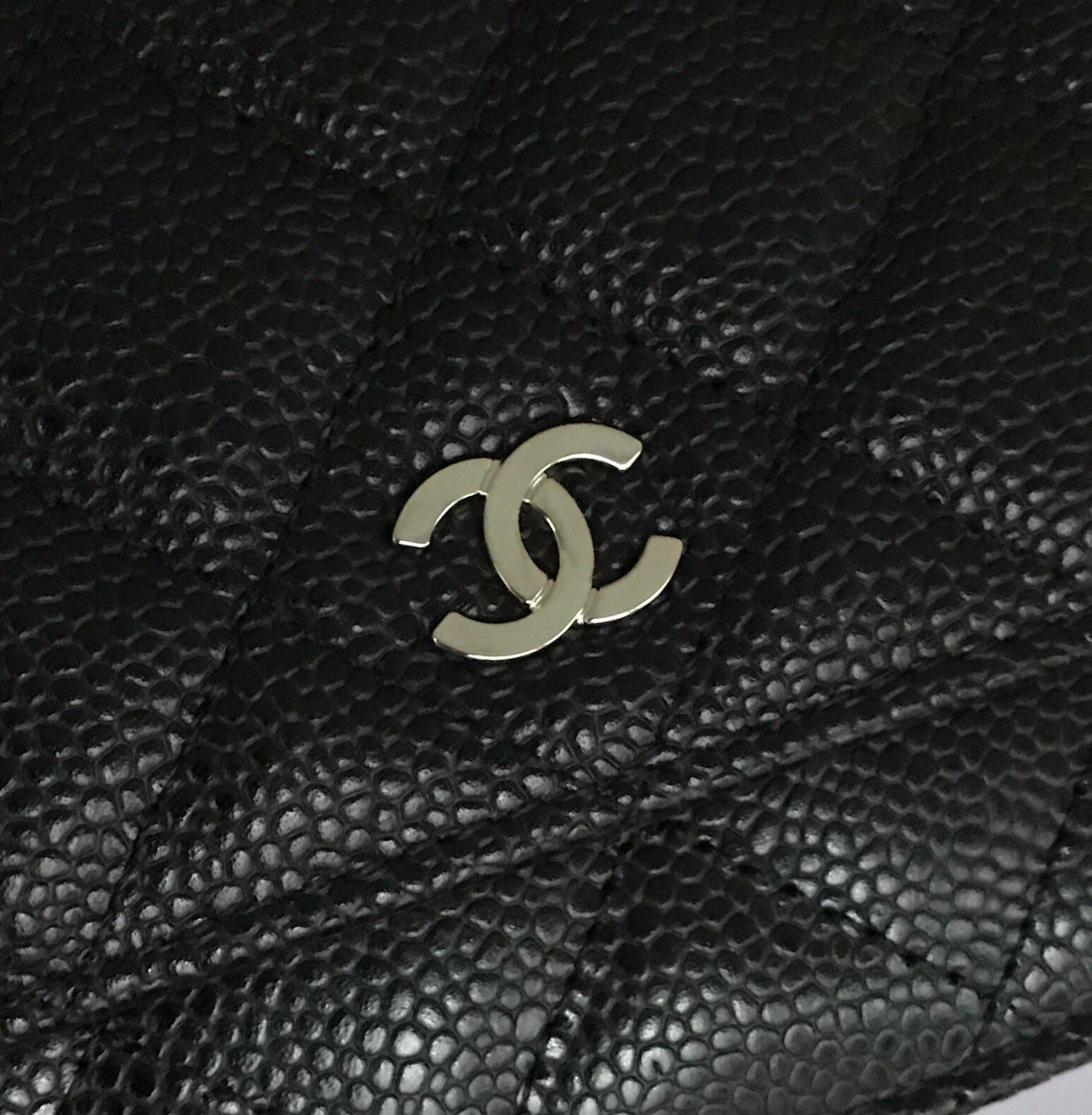 Replica Chanel A33814 Classcics Wallet On Chain Caviar Quilted Genuine Leather Silver Tone Metal