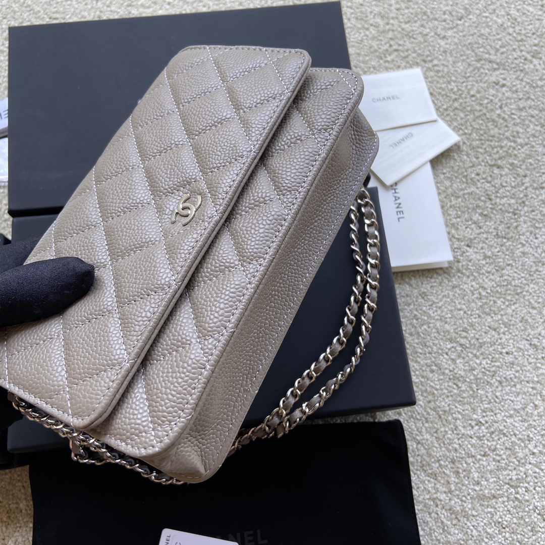 Replica Chanel A33814 Women Classcics Wallet On Chain Gray with Sliver