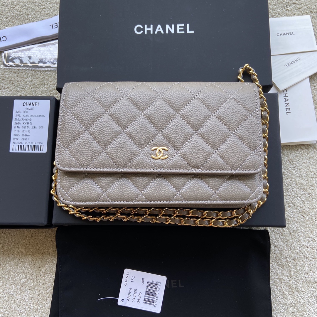 Replica Chanel A33814 Women Classcics Wallet On Chain Gray