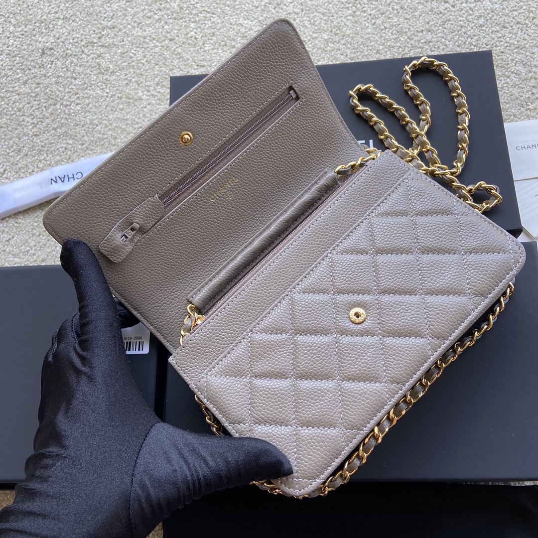 Replica Chanel A33814 Women Classcics Wallet On Chain Gray