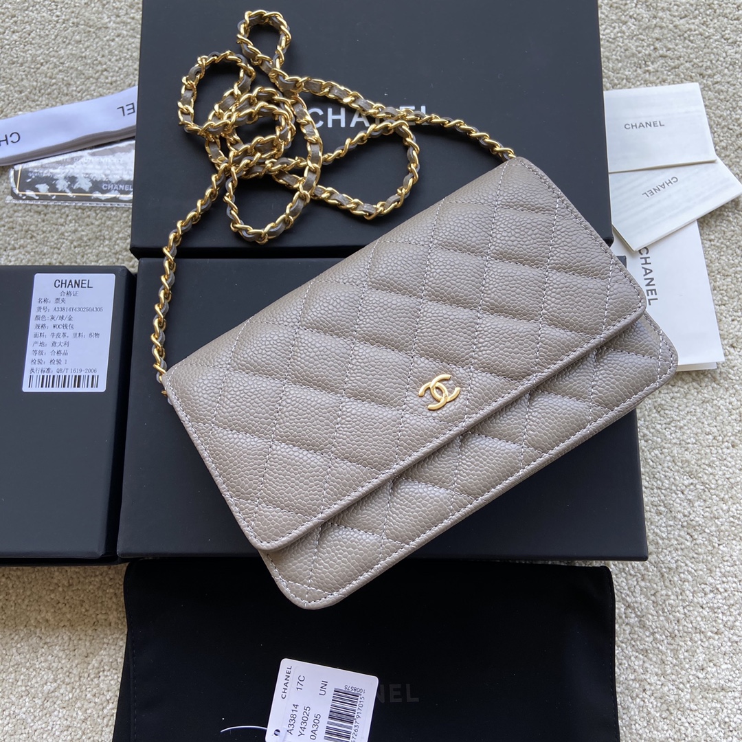 Replica Chanel A33814 Women Classcics Wallet On Chain Gray