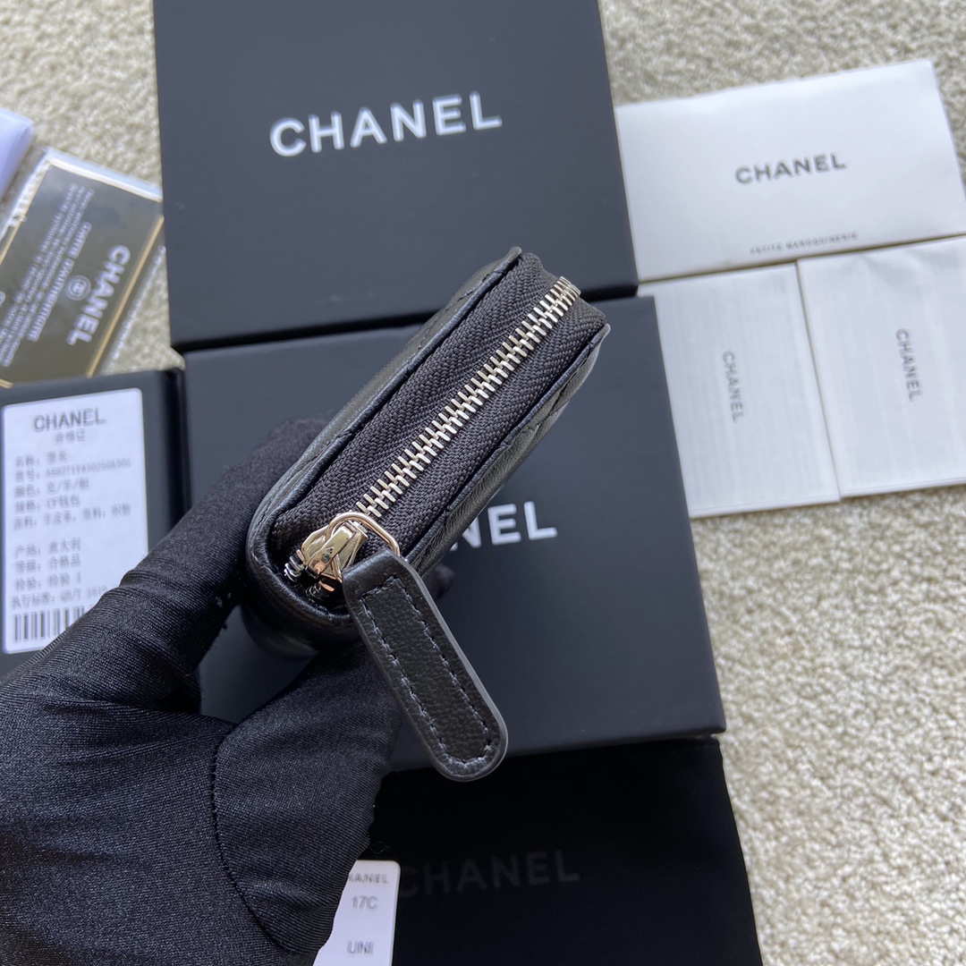 Replica Chanel A69271 Small Wallet Black Leather With Sliver