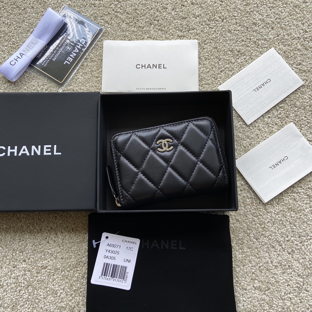 Replica Chanel A69271 Small Wallet Black Leather With Sliver