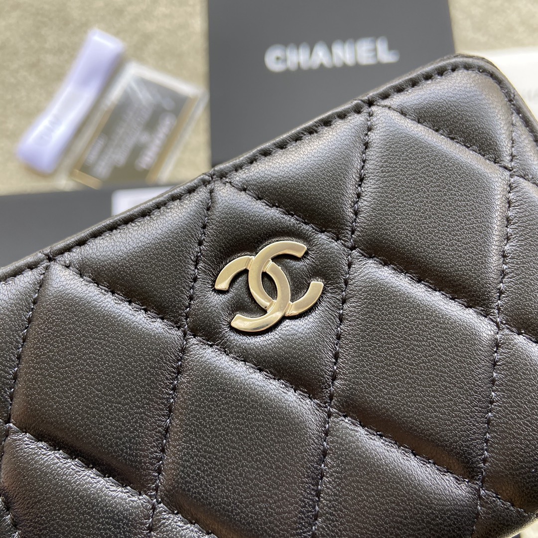 Replica Chanel A69271 Small Wallet Black Leather With Sliver