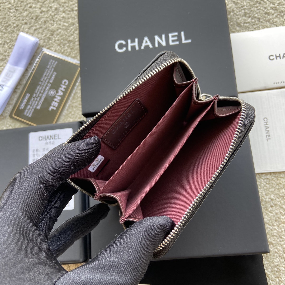 Replica Chanel A69271 Small Wallet Black Leather With Sliver