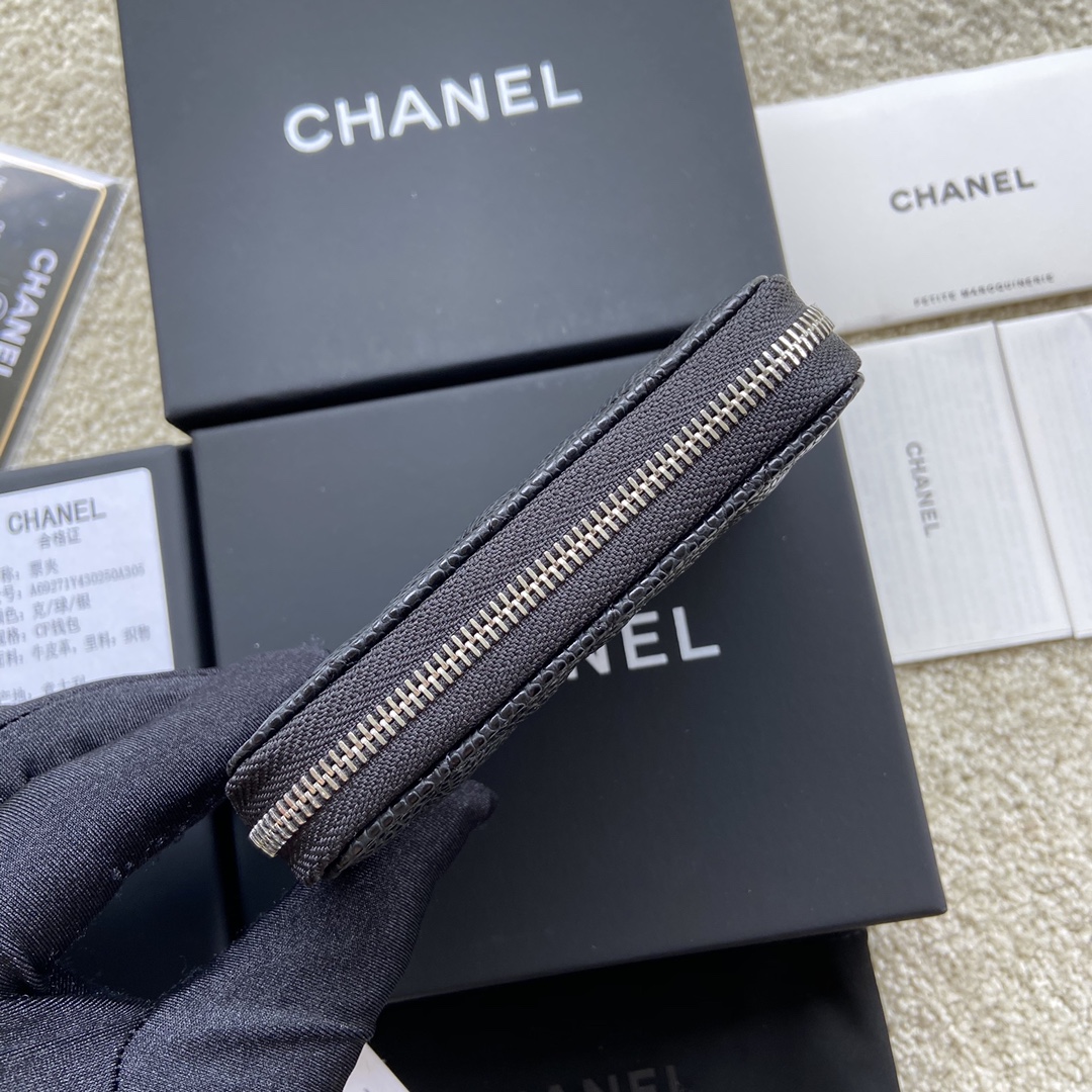 Replica Chanel A69271 Small Wallet Caviar Black Leather With Sliver