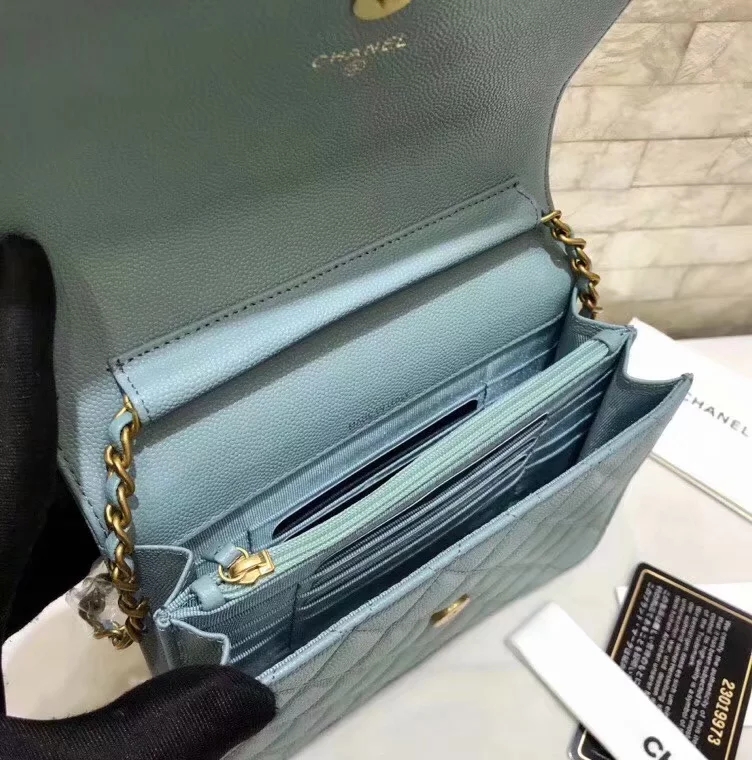 Replica Chanel A84433 BOY CHANEL Clutch with Chain Grained Calfskin Light Blue