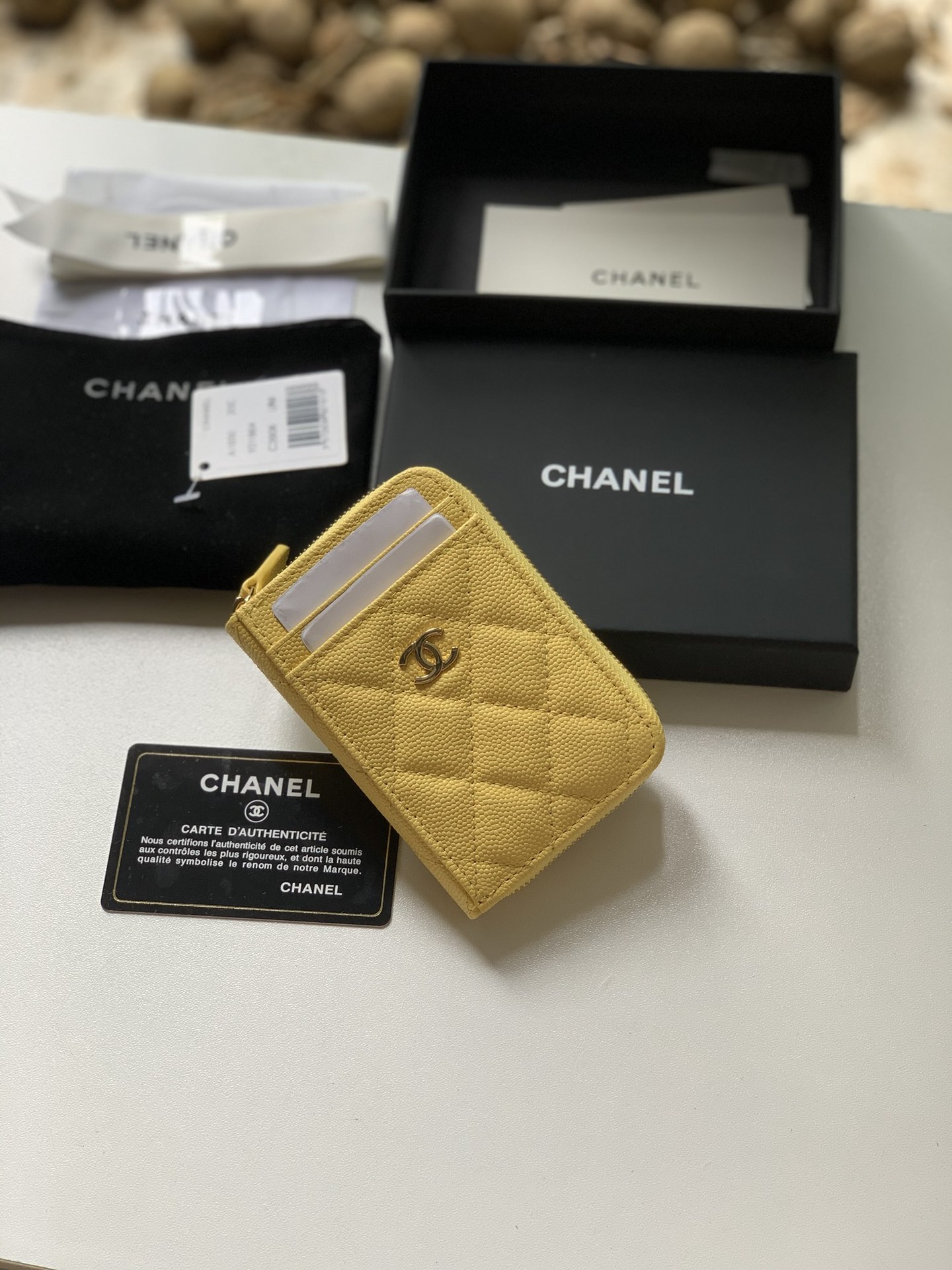 Replica Chanel AP1650 Caviar Leather Coin Wallet Yellow