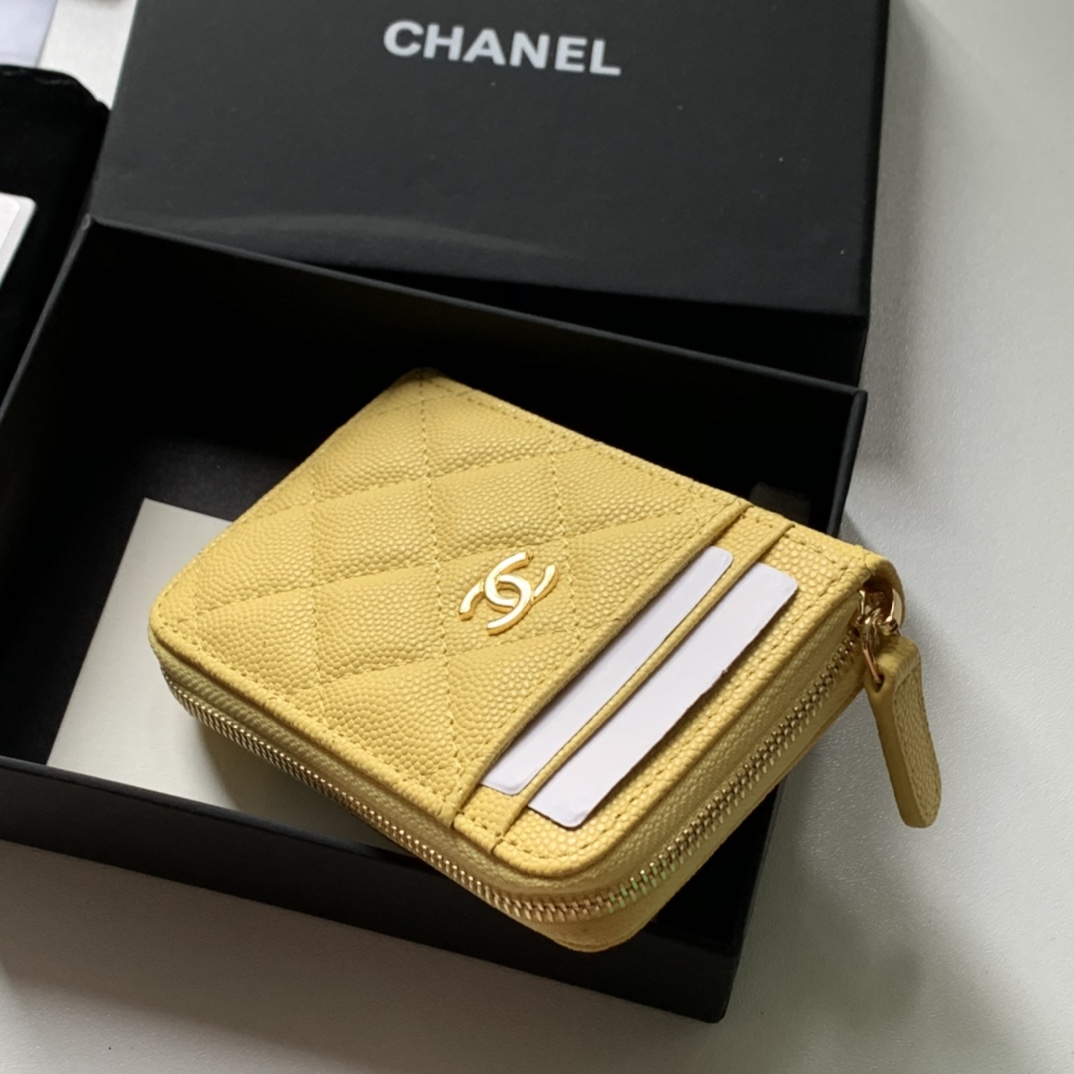 Replica Chanel AP1650 Caviar Leather Coin Wallet Yellow