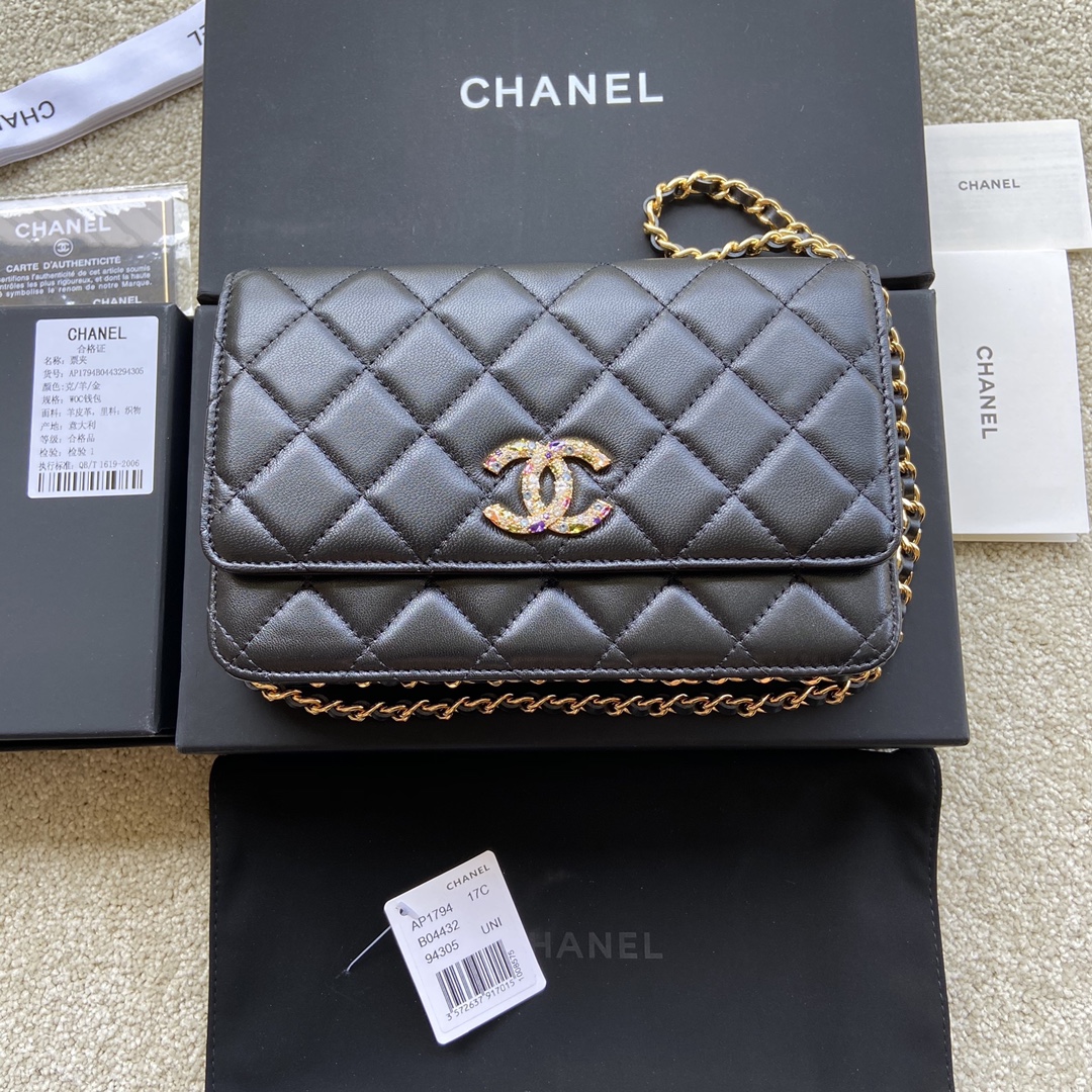 Replica Chanel AP1794 Women Wallet On Chain Black Leather-1