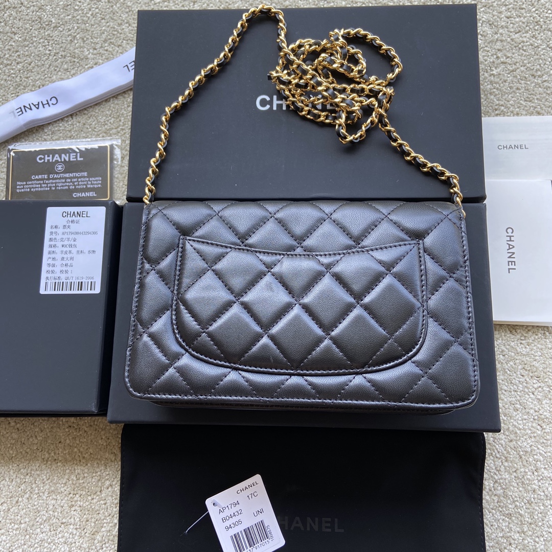 Replica Chanel AP1794 Women Wallet On Chain Black Leather-1