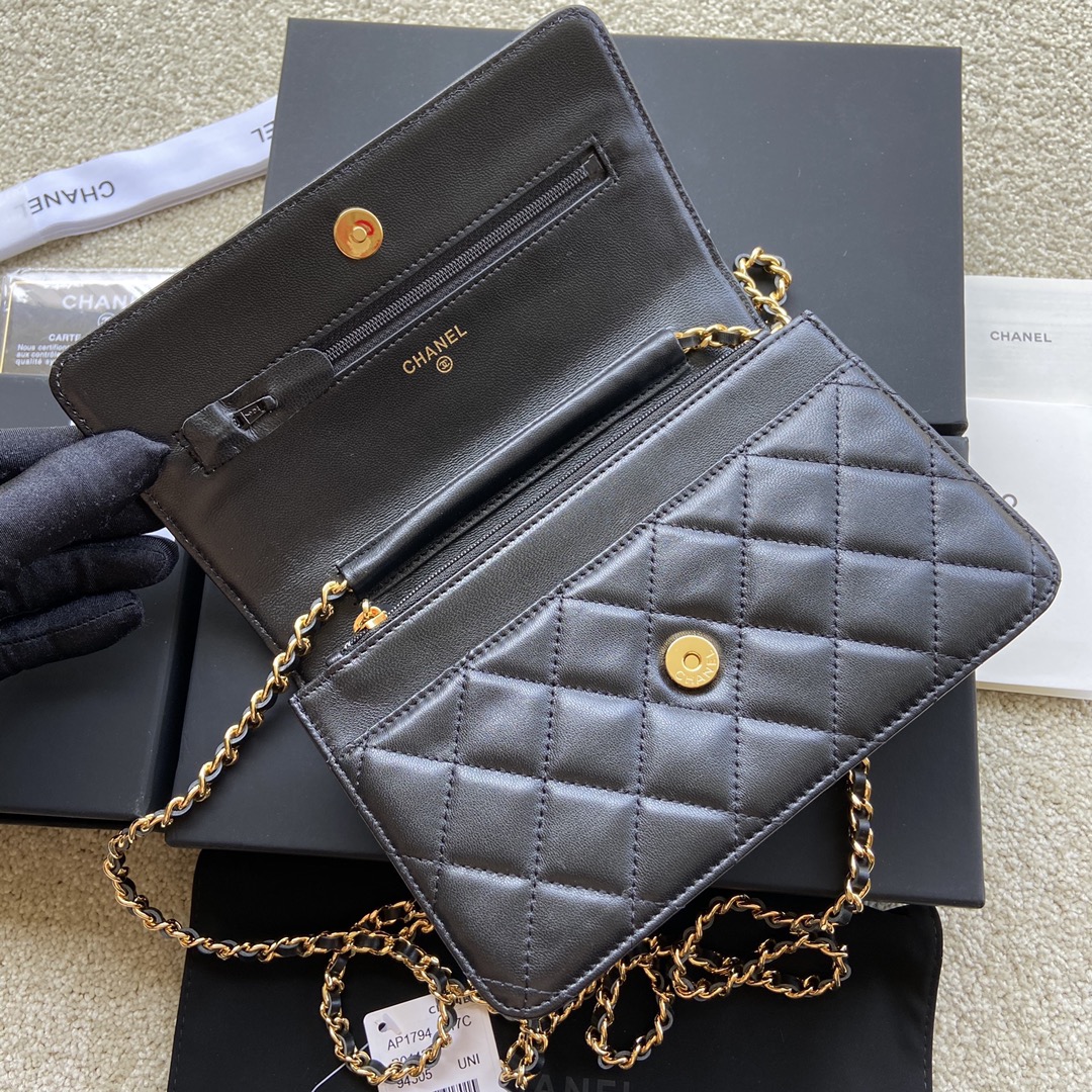 Replica Chanel AP1794 Women Wallet On Chain Black Leather-1