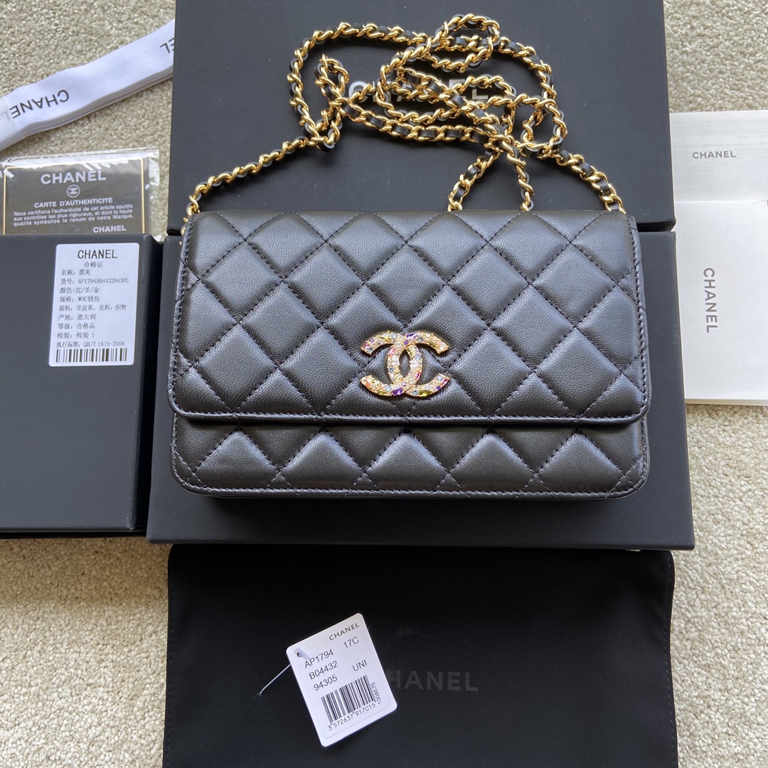 Replica Chanel AP1794 Women Wallet On Chain Black Leather-1