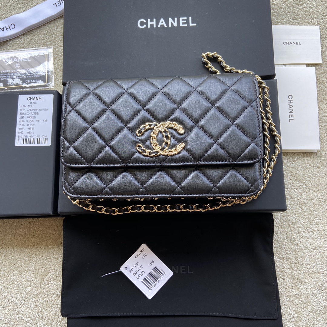 Replica Chanel AP1794 Women Wallet On Chain Black Leather