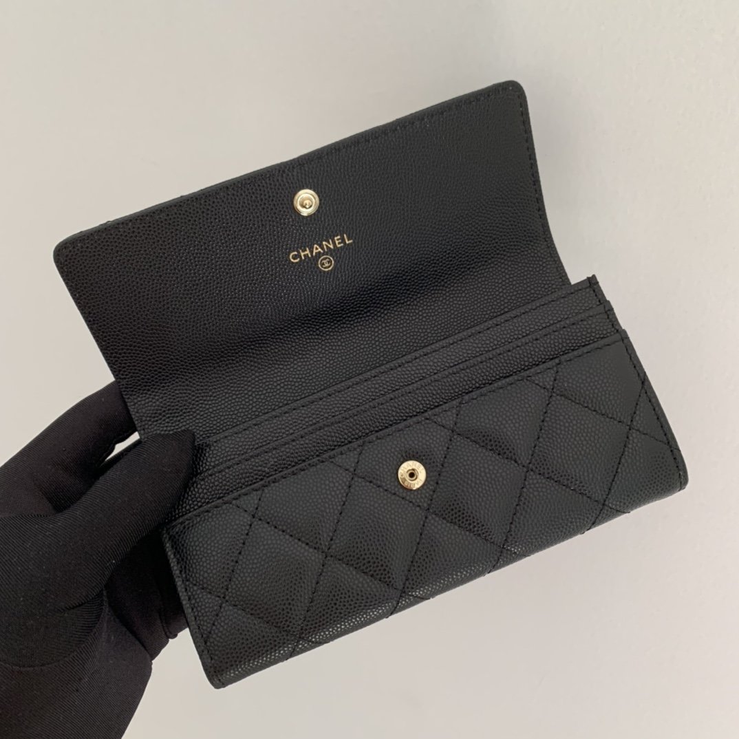 Replica Chanel AP1836 New Wallet Wallet Grained Calfskin Gold-Tone Metal Black