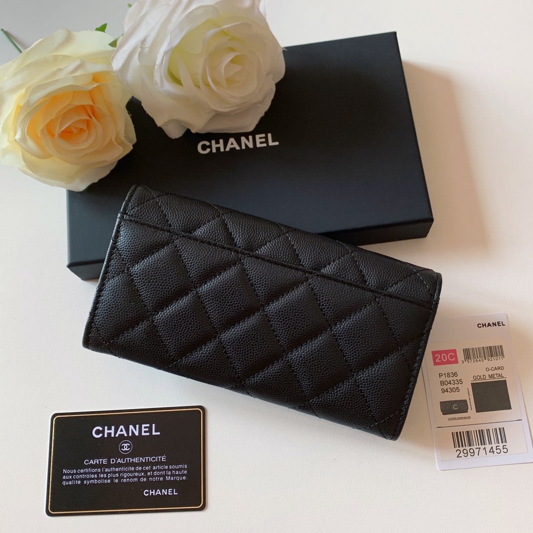 Replica Chanel AP1836 New Wallet Wallet Grained Calfskin Gold-Tone Metal Black