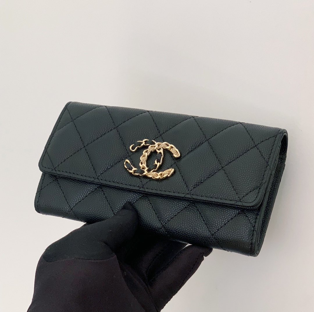 Replica Chanel AP1836 New Wallet Wallet Grained Calfskin Gold-Tone Metal Black