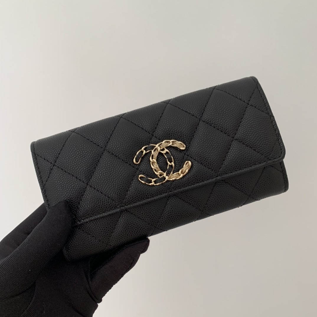 Replica Chanel AP1836 New Wallet Wallet Grained Calfskin Gold-Tone Metal Black