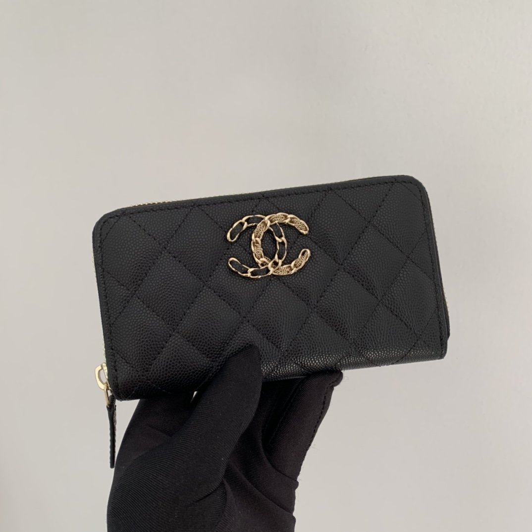 Replica Chanel AP1837 New Wallet Wallet Grained Calfskin Gold-Tone Metal Black