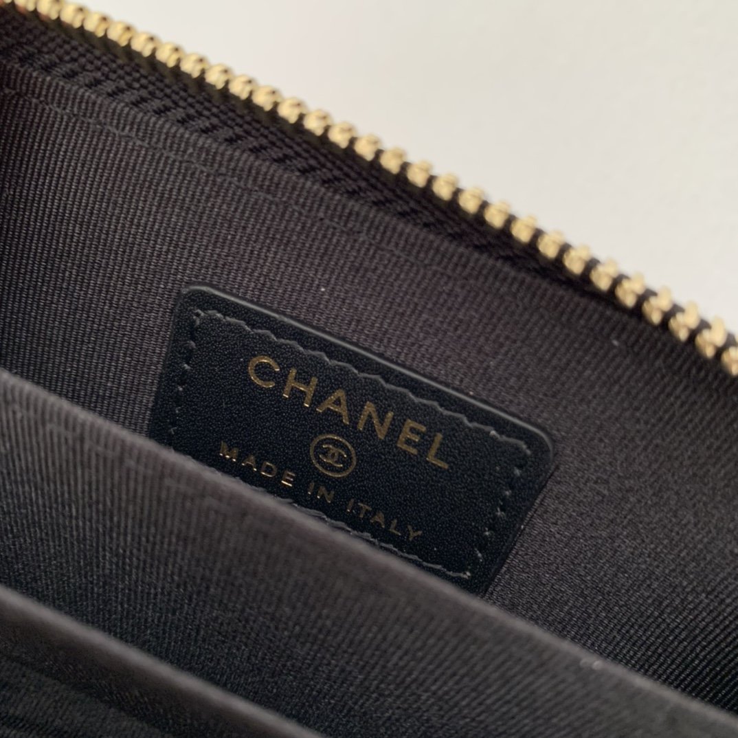 Replica Chanel AP1842 New Wallet Wallet Grained Calfskin Gold-Tone Metal Black