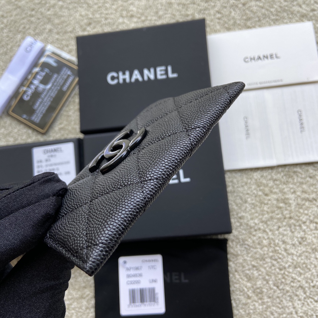 Replica Chanel AP1967 Small Card Holder Wallet Black With Black CC