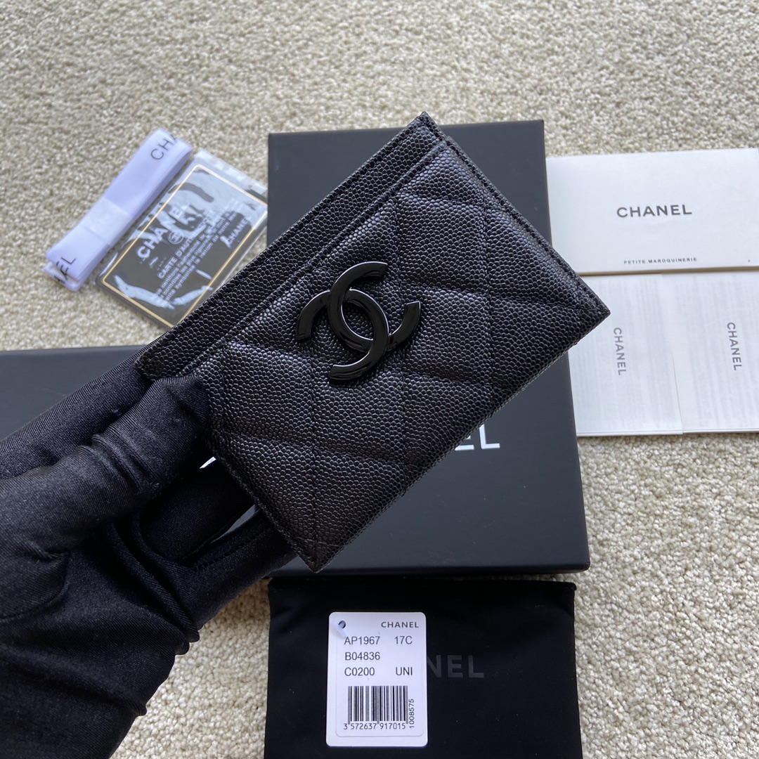 Replica Chanel AP1967 Small Card Holder Wallet Black With Black CC