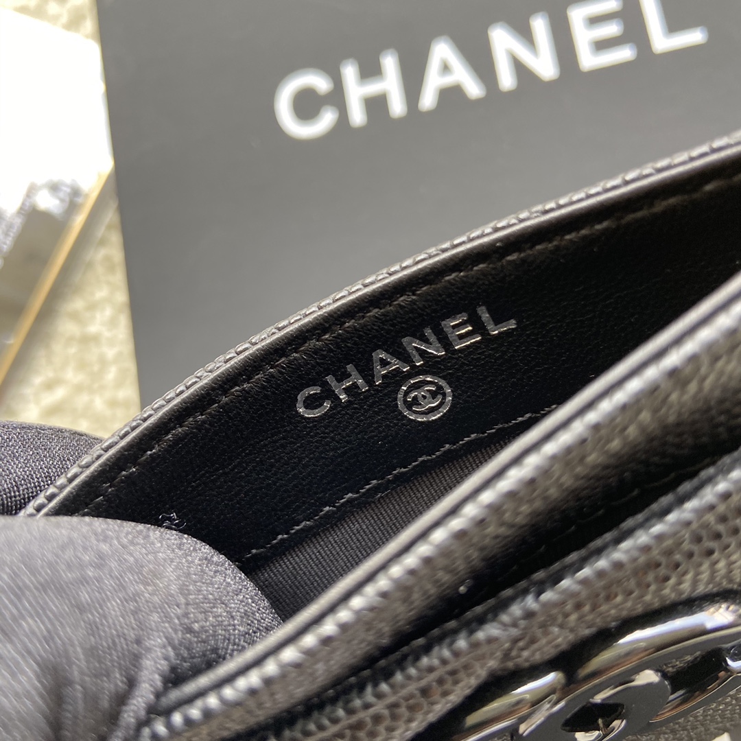 Replica Chanel AP1967 Small Card Holder Wallet Black With Black CC