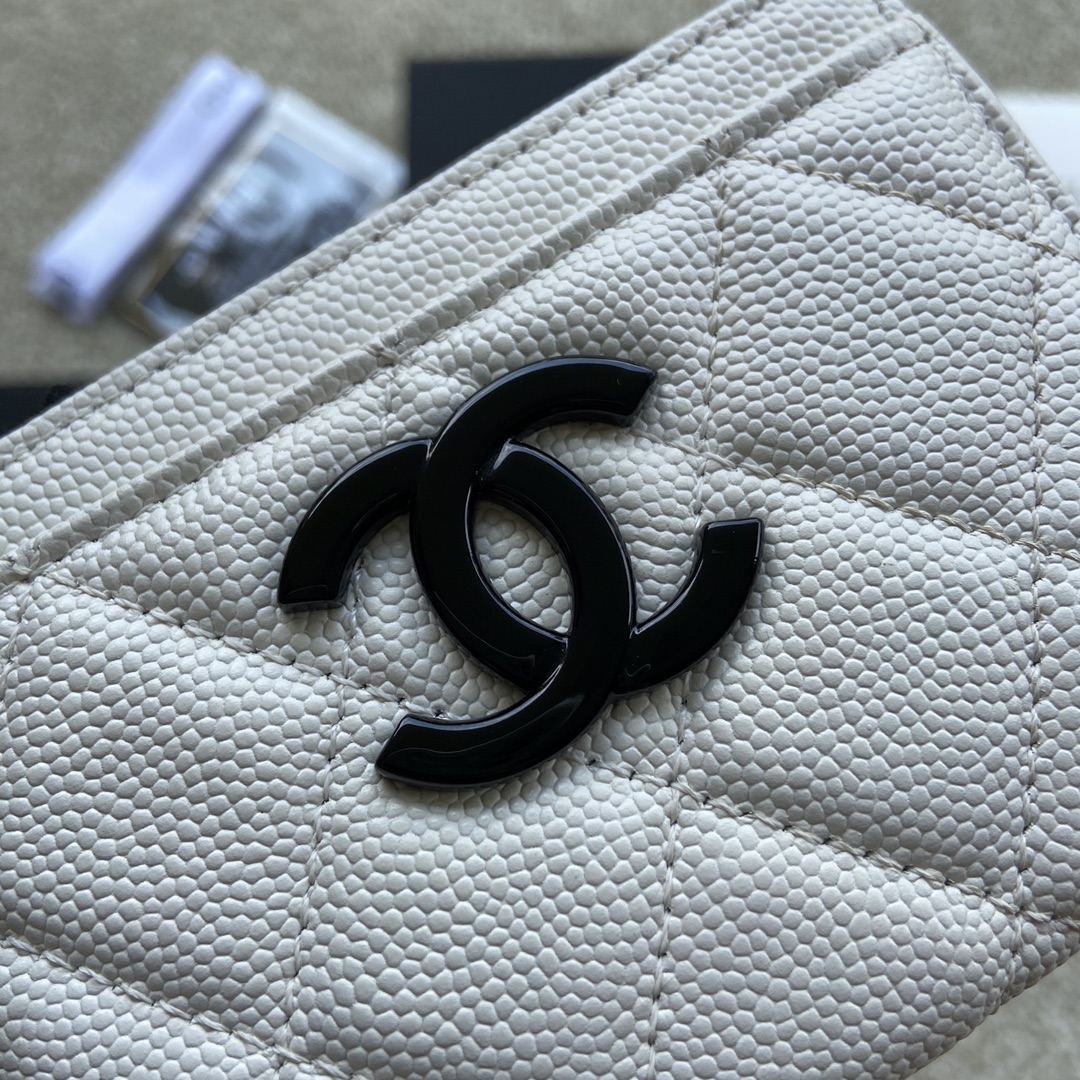 Replica Chanel AP1967 Small Card Holder Wallet White With Black CC