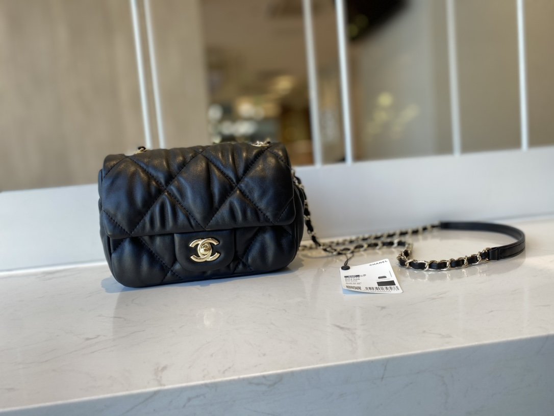 Replica Chanel AS2232 Small Flap Bag Calfskin Gold-Tone Metal Black