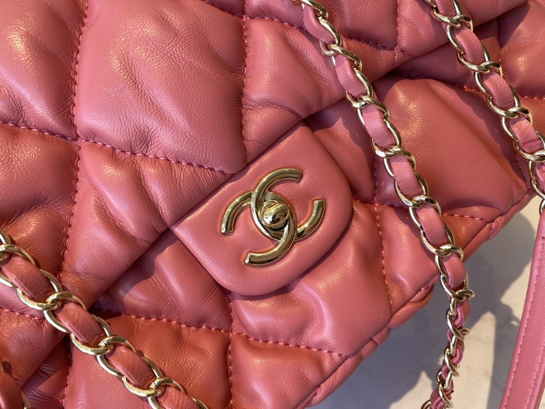 Replica Chanel AS2234 Large Flap Bag Calfskin Gold-Tone Metal Pink 20cm