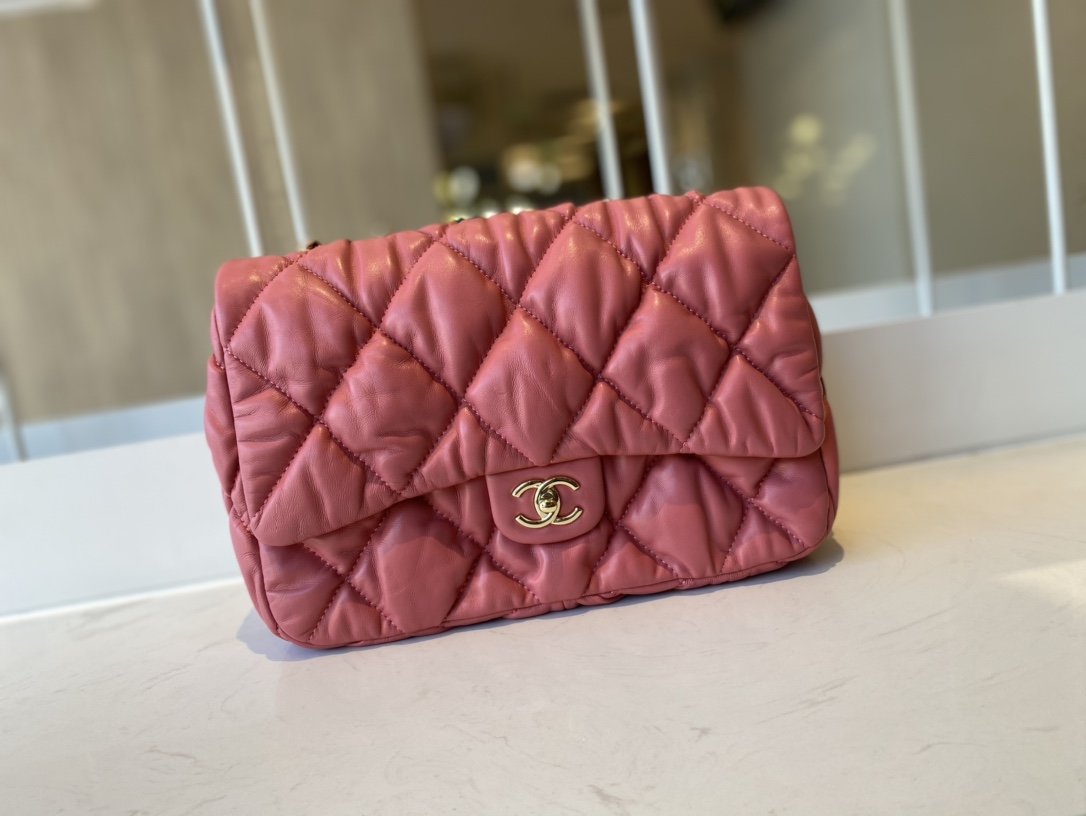 Replica Chanel AS2234 Large Flap Bag Calfskin Gold-Tone Metal Pink 20cm