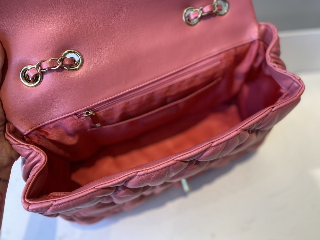Replica Chanel AS2234 Large Flap Bag Calfskin Gold-Tone Metal Pink 20cm