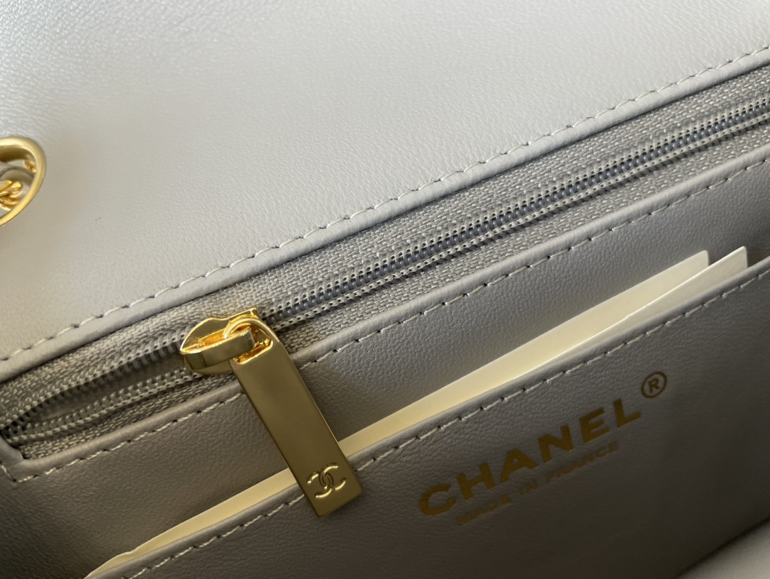 Replica Chanel Clasica Flap Mini Chain Shoulder Bag 17cm Quilted Lambskin With Gold Gray