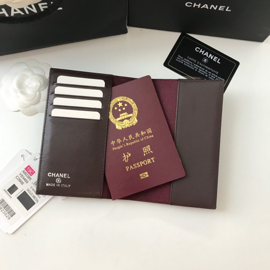 Replica Chanel Classic Passport Holder Features Grained Calfskin Silver-Tone Metal