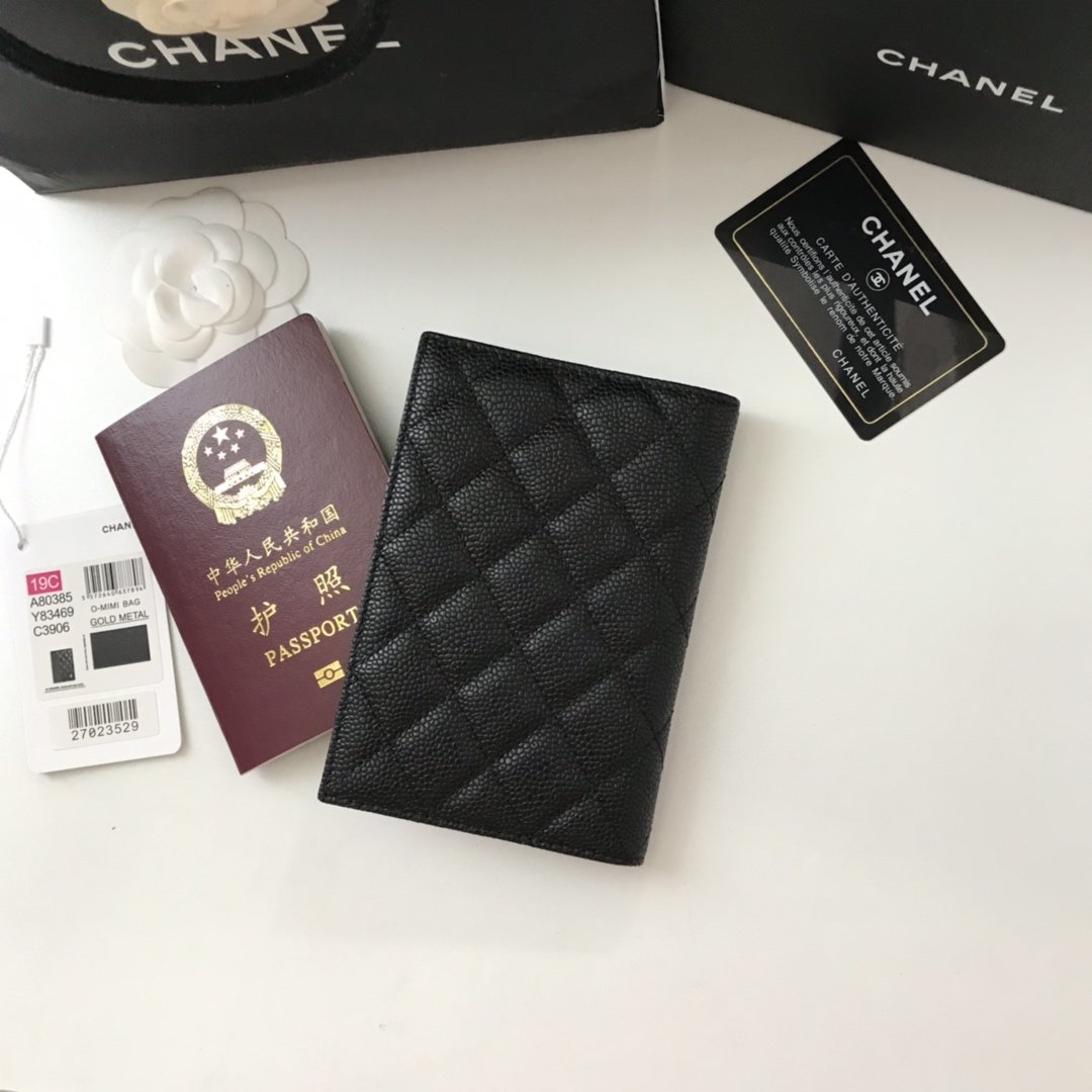 Replica Chanel Classic Passport Holder Features Grained Calfskin Silver-Tone Metal