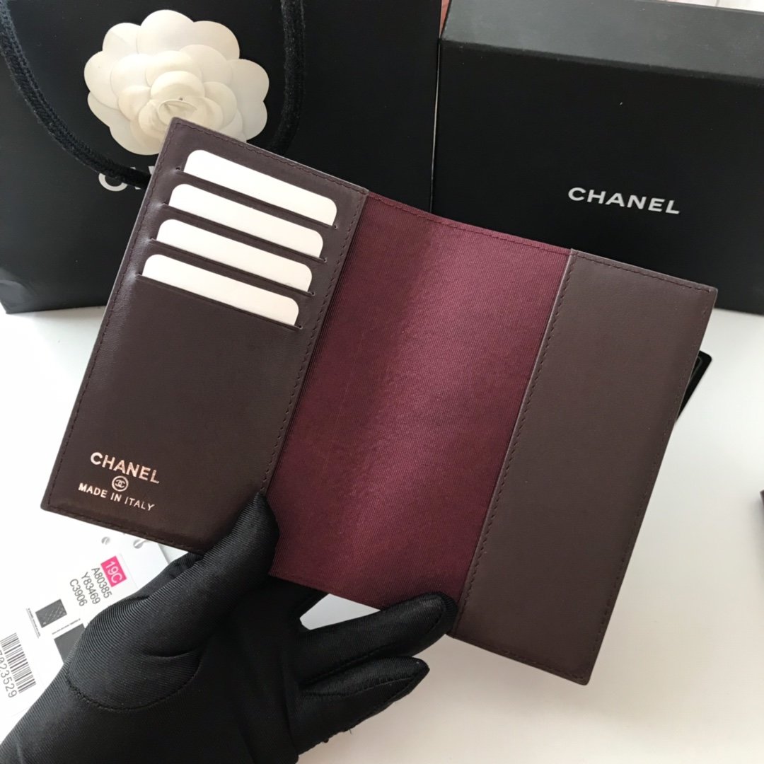 Replica Chanel Classic Passport Holder Features Grained Calfskin Silver-Tone Metal