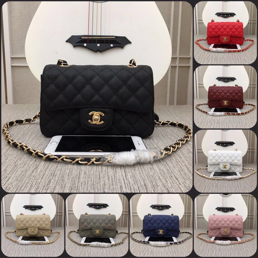 Replica Chanel Classics Handbag Grained Calfskin Gold Tone Metal 8 Colors