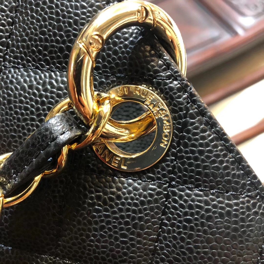 Replica Chanel Large Shopping Bag Haas Grained Calfskin Gold-Tone Metal A20995