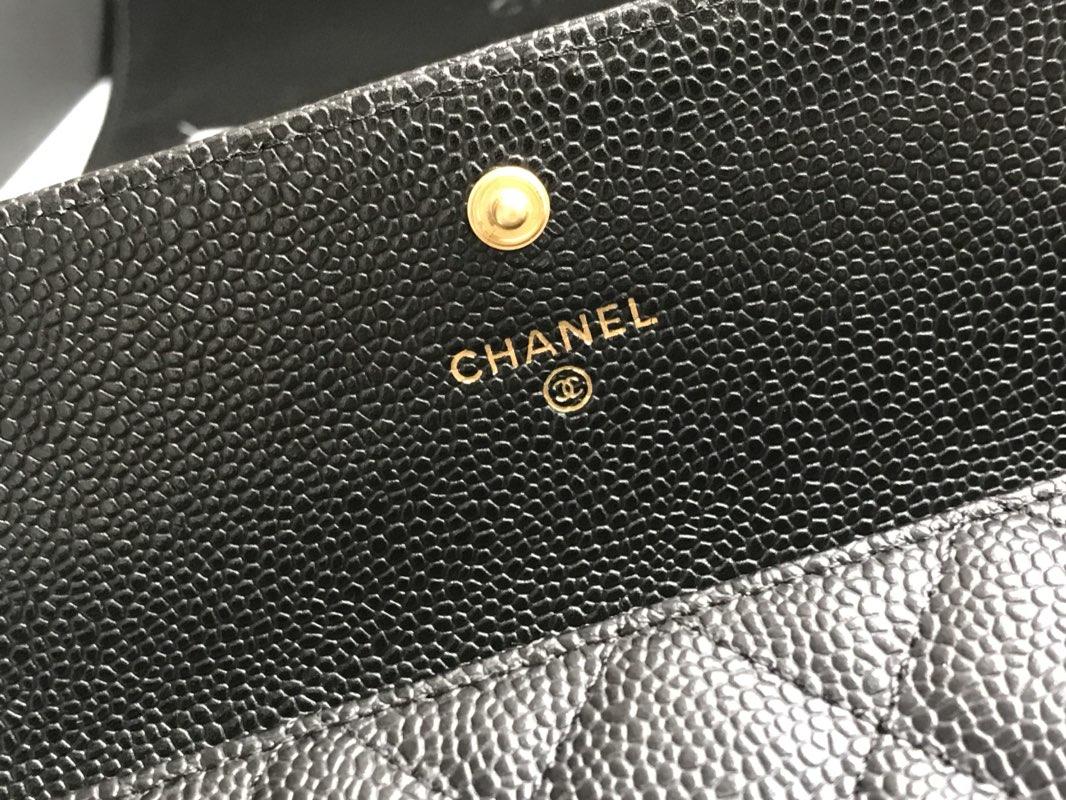 Replica Chanel Long Flap Wallet Grained Calfskin Gold-Tone Metal