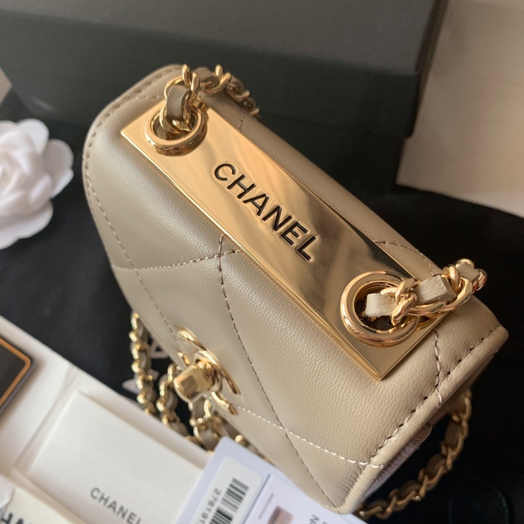 Replica Chanel Ohanel Trendy Mini Wallet on Chain Lambskin Gold-Tone Metal Khaki