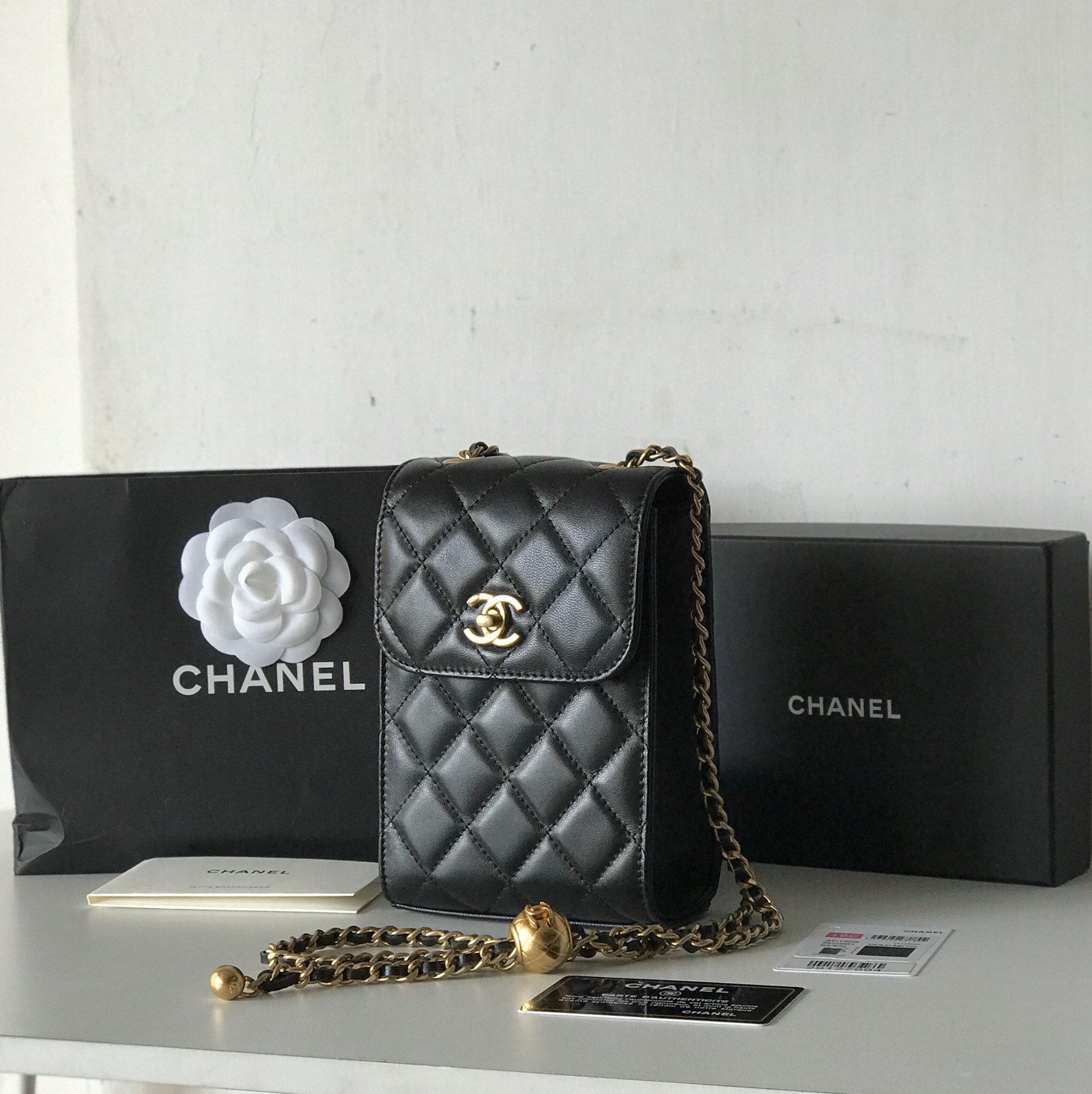 Replica Chanel Small Phone Bag Black