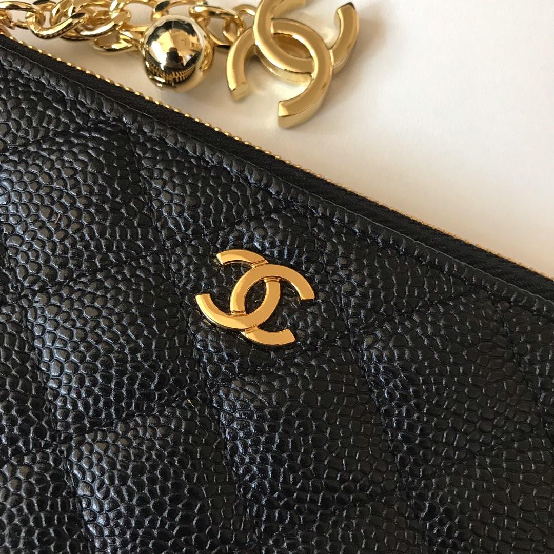 Replica Chanel Women Coin Purse Wallet Grained Calfskin Gold-Tone Metal