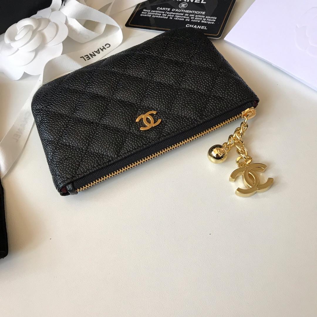 Replica Chanel Women Coin Purse Wallet Grained Calfskin Gold-Tone Metal