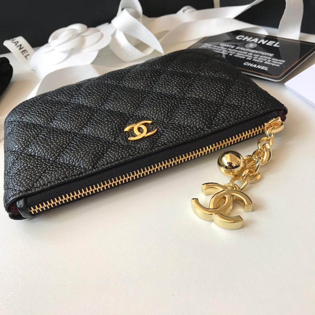 Replica Chanel Women Coin Purse Wallet Grained Calfskin Gold-Tone Metal