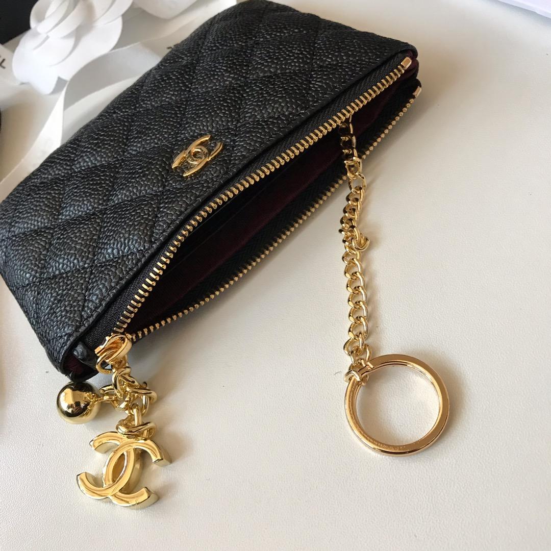 Replica Chanel Women Coin Purse Wallet Grained Calfskin Gold-Tone Metal