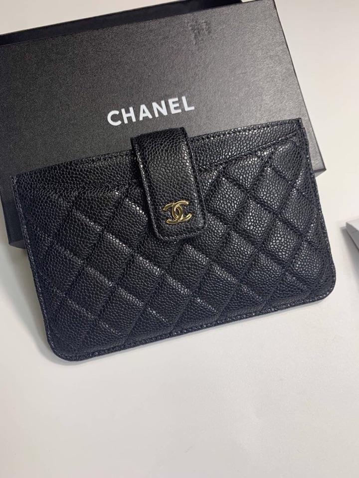 Replica Chanel Women Small Card Bag Grained Calfskin Gold-Tone