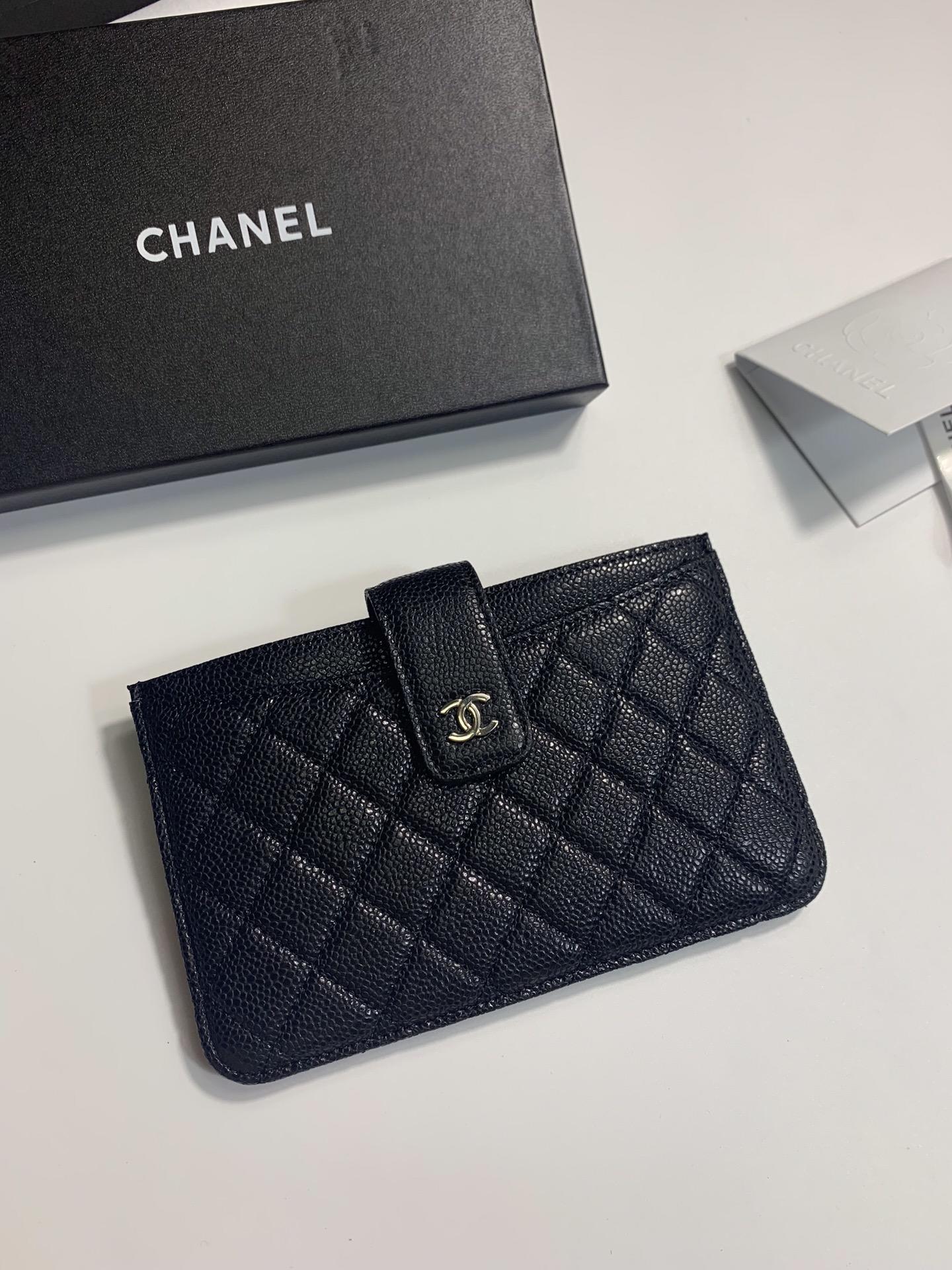 Replica Chanel Women Small Card Bag Grained Calfskin Silver-Tone