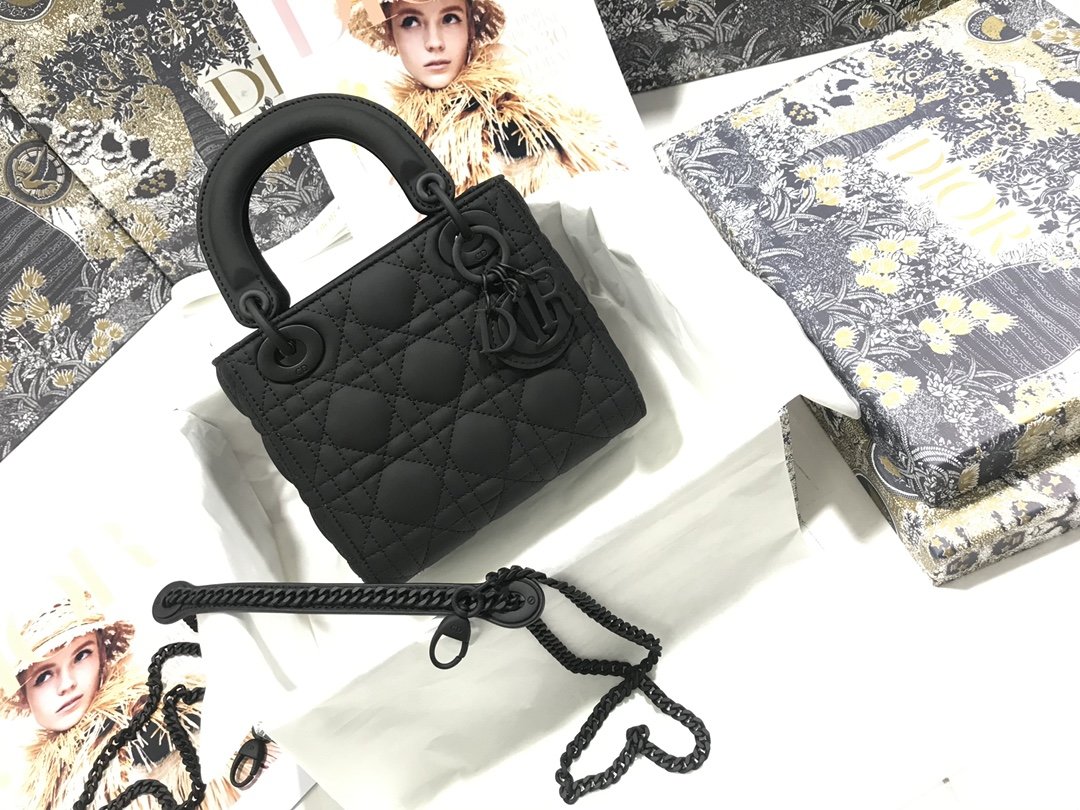 Replica Classic Mini Lady Dior Bag Black Ultramatte Cannage Calfskin