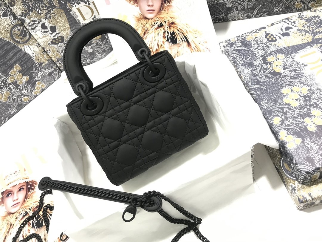 Replica Classic Mini Lady Dior Bag Black Ultramatte Cannage Calfskin